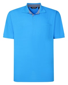 Bigdude Striped Textured Polo Shirt Bright Blue